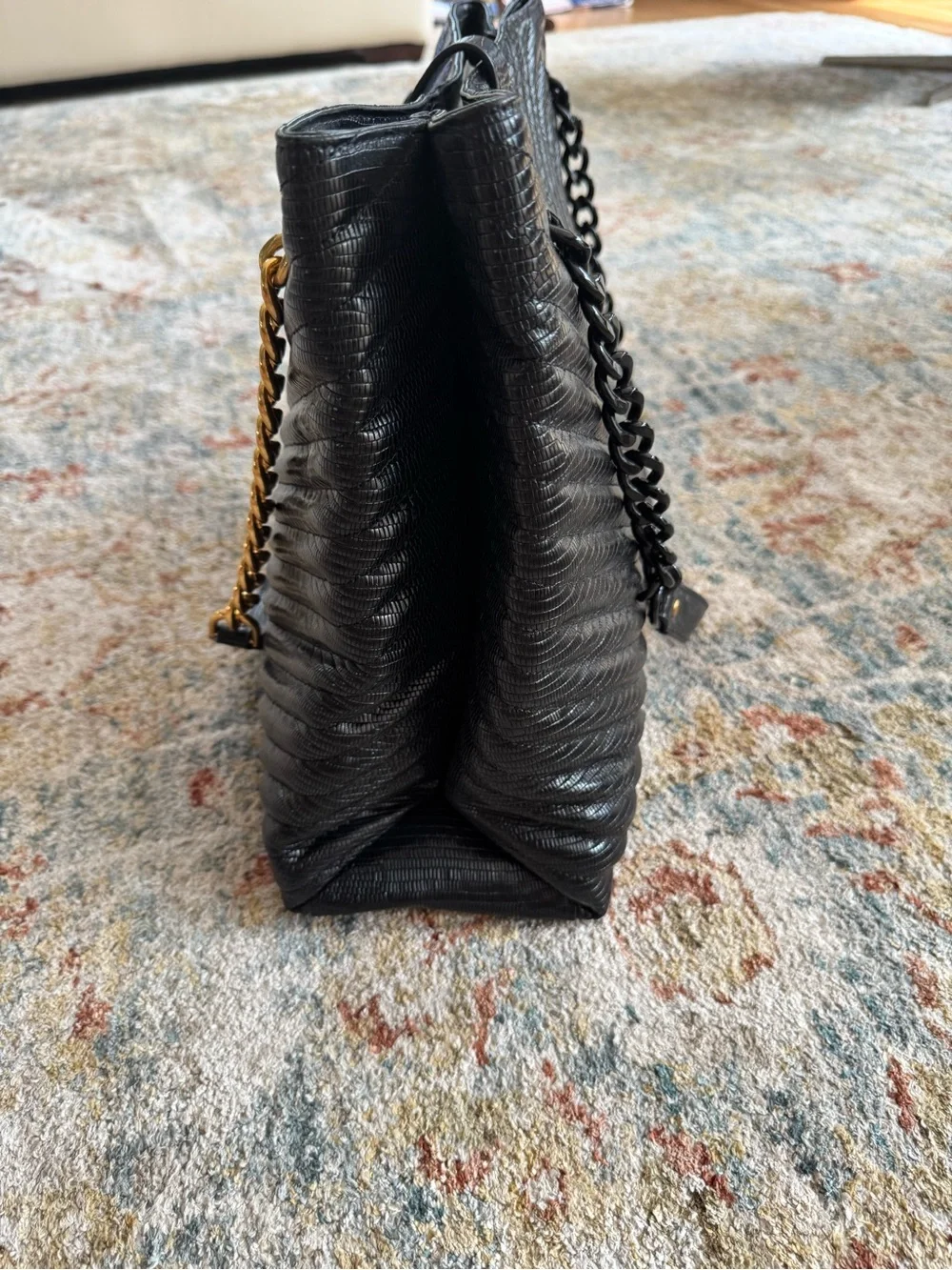 Rebecca Minkoff Black Quilted Tote with Gold Chain Hardware